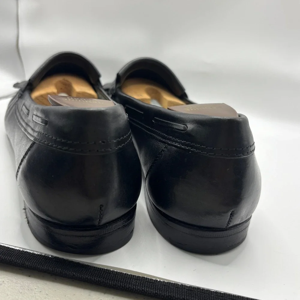 Vintage Kiltie Tassel Loafers Oleg Cassini 10.5M Black Leather Fremont Brazil